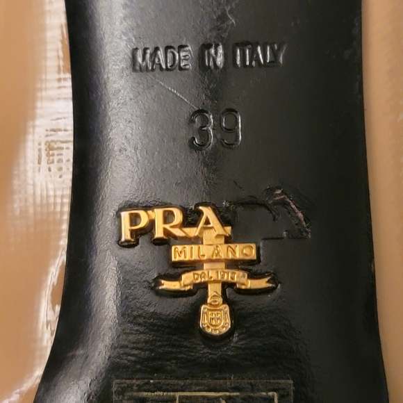 PRADA Beige Patent Leather Platform Pointed-Toe Pumps - Picture 10 of 15